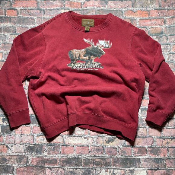 Vintage Duck Head Moose Graphic Moose on the Loose Crewneck Sweatshirt Siz XL - Picture 1 of 5